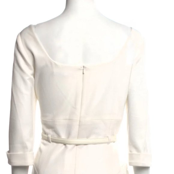 Sz 10 Black Halo CLASSIC 3/4 SLEEVE JACKIE O SHEATH DRESS Ivory White - Picture 5 of 11